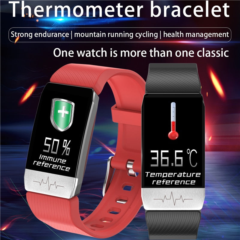 ECG SmartBand FAM T1 Smart Watch Temperature Measure Heart Rate Blood Pressure Monitor Weather Forecast Drinking Remind Bracelet