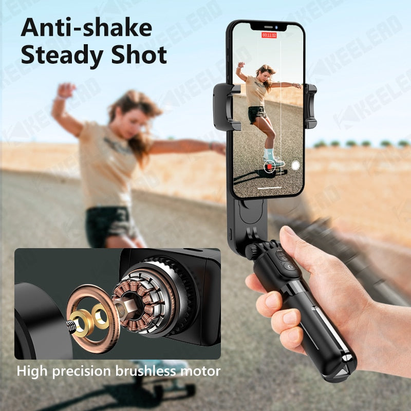 Gimbal Stabilizer Selfie Stick Tripod with Fill Light Wireless Bluetooth for HUAWEI Xiaomi IPhone 13 Cell Phone Smartphone