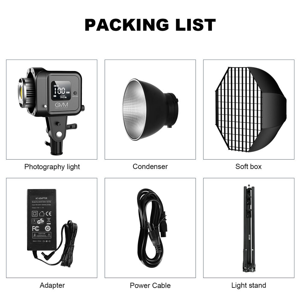 GVM SD80D 80W Bi-Color Spoltlight Daylight 2700K-7500K Photography Lighting with Softbbox Can use Battery