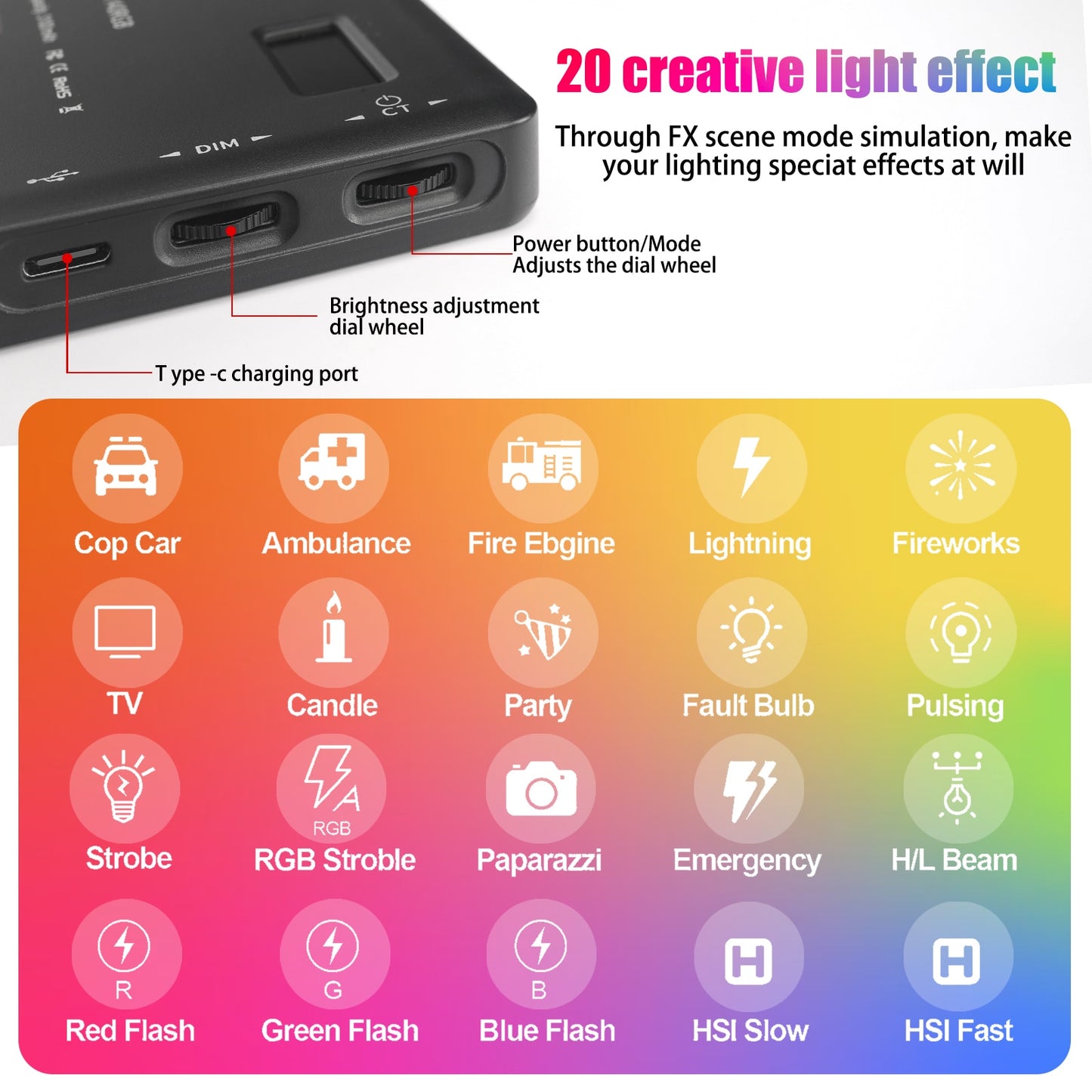 LUXCEO W140 LED RGB Video Light 0-360° Full Color 2500 to 9000K 8W 3100mAh Photography Camera Light Dimmable Pocket Panel Lights