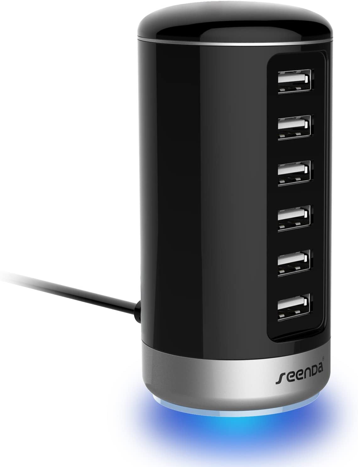 USB Charger, 6 Port USB Wall Charger USB Charging Stations with Smart Identification - Black