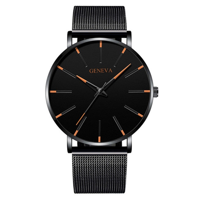 2023 Minimalist Men's Fashion Ultra Thin Watches Simple Men Business Stainless Steel Mesh Belt Quartz Watch relogio masculino