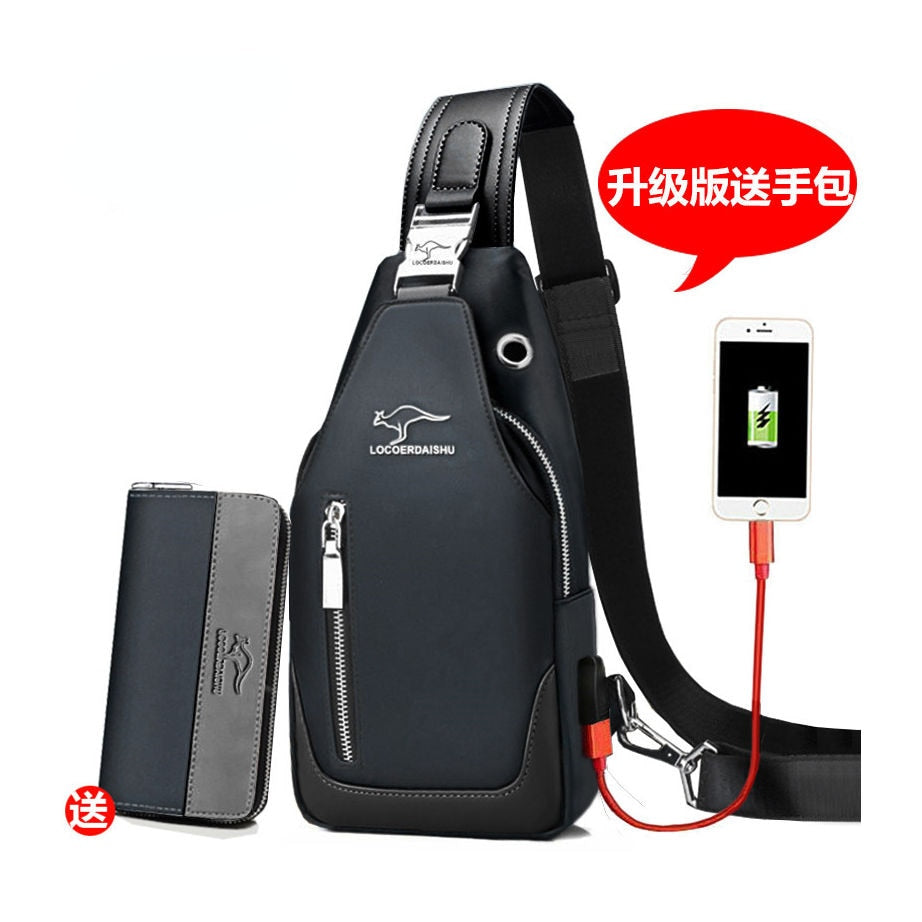 Men's Chest Bag New Fashion Korean Style Casual Sports Water Proof Oxford Chest Crossbody Bags for Men Shoulder Messenger Bag