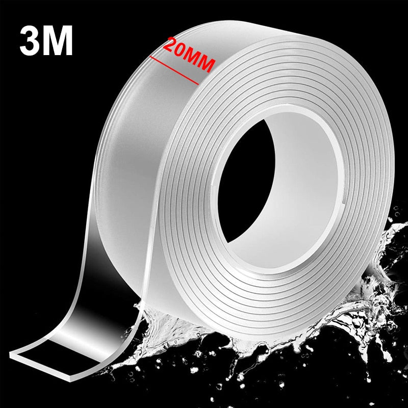 2-10M Double Sided Adhesive Tape Heavy Duty Transparent Washable Ultra-strong Two Sided Mounting Tape Strips for Decoration