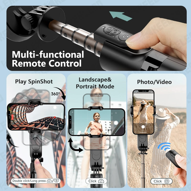 Gimbal Stabilizer Selfie Stick Tripod with Fill Light  Wireless Bluetooth for HUAWEI Xiaomi IPhone 13 Cell Phone Smartphone