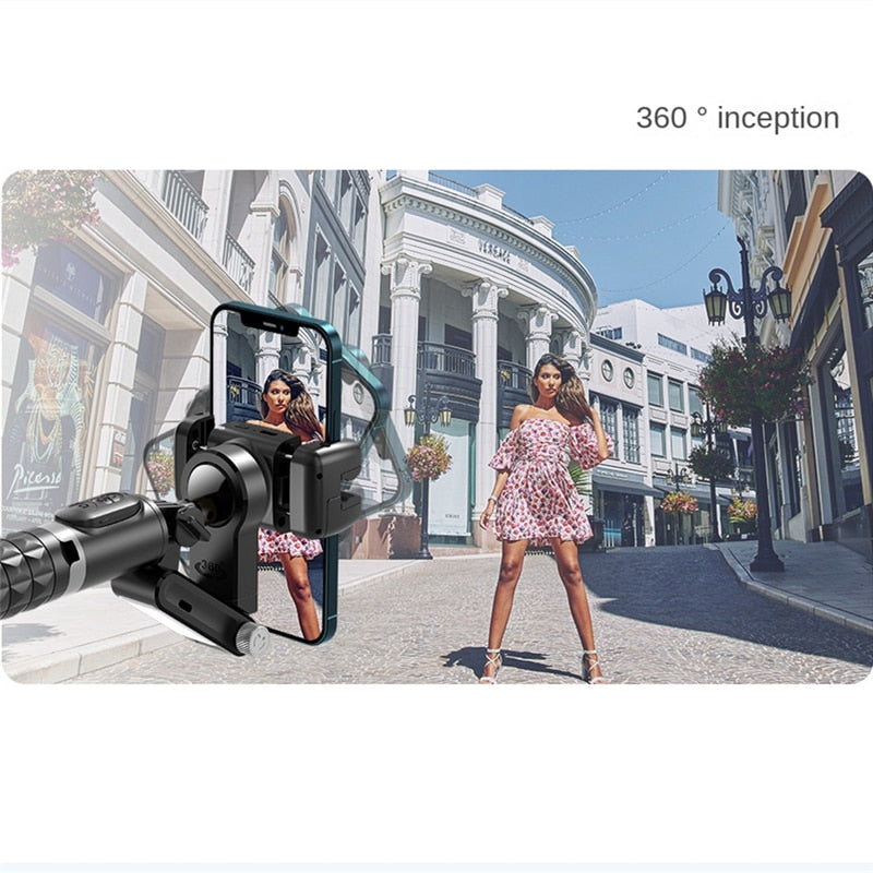 2023 New Bluetooth Wireless Gimbal Stabilizer Selfie Stick 360 Degree Smart Face Tracking Live Recording with Fill Light