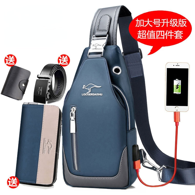 Men's Chest Bag New Fashion Korean Style Casual Sports Water Proof Oxford Chest Crossbody Bags for Men Shoulder Messenger Bag