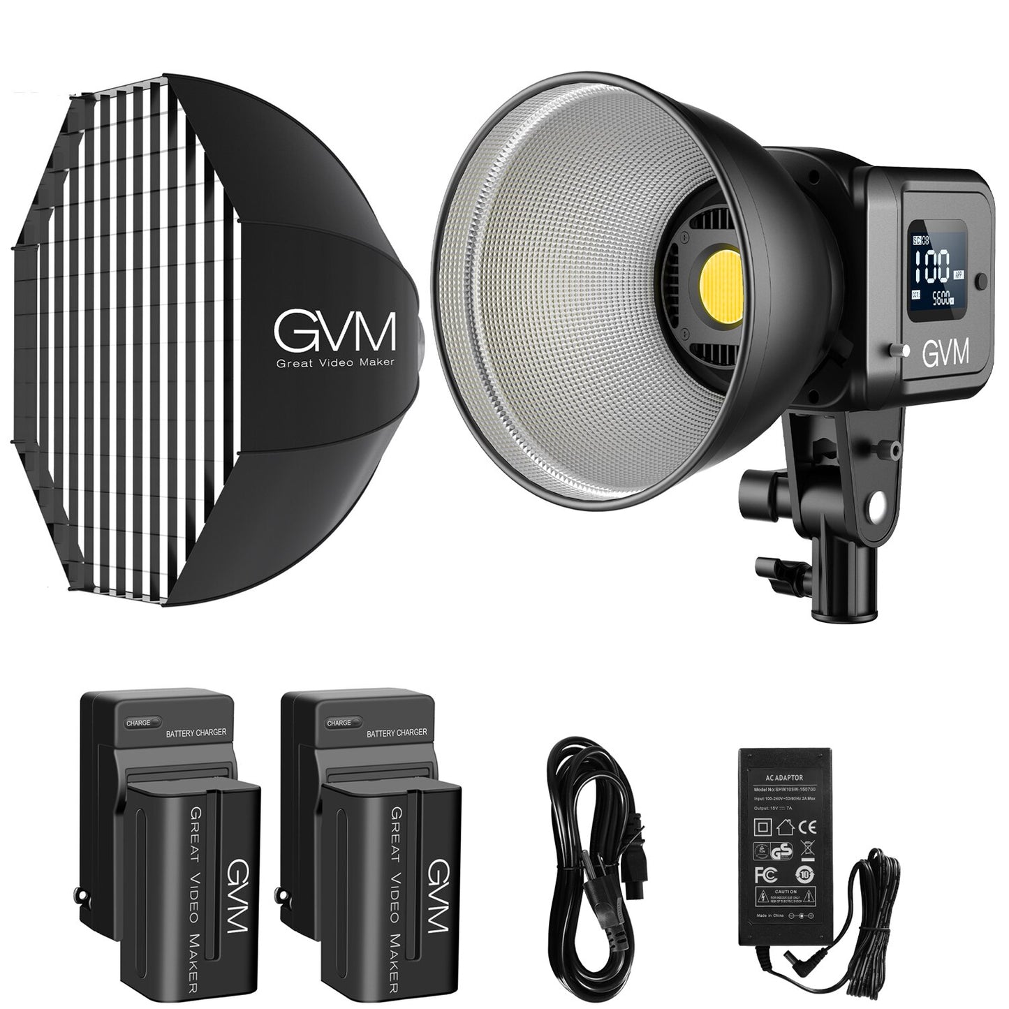 GVM SD80D 80W Bi-Color Spoltlight Daylight 2700K-7500K Photography Lighting with Softbbox Can use Battery