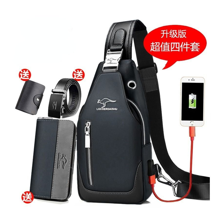 Men's Chest Bag New Fashion Korean Style Casual Sports Water Proof Oxford Chest Crossbody Bags for Men Shoulder Messenger Bag