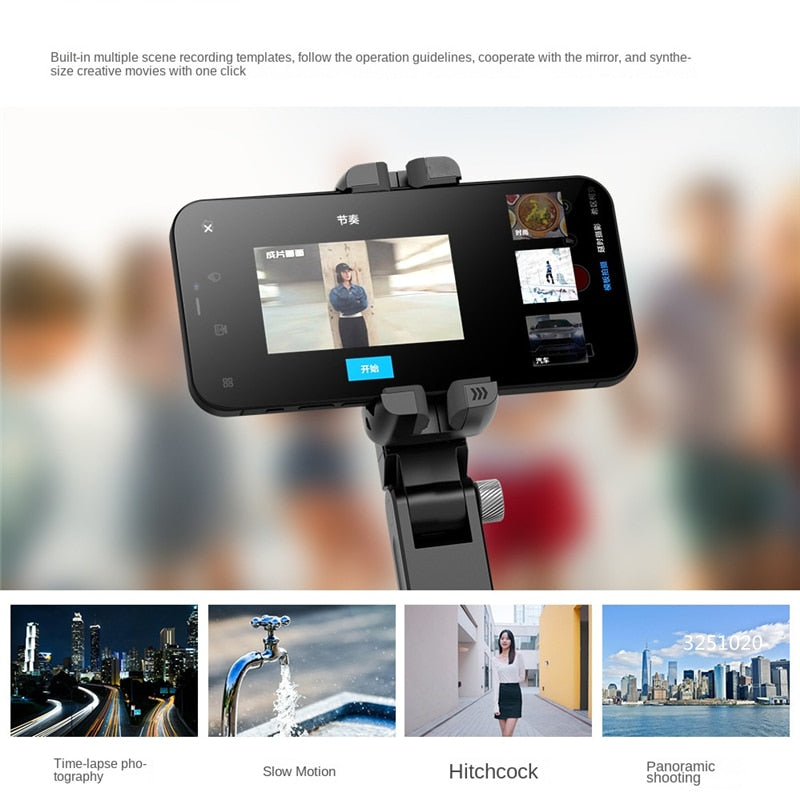 2023 New Bluetooth Wireless Gimbal Stabilizer Selfie Stick 360 Degree Smart Face Tracking Live Recording with Fill Light