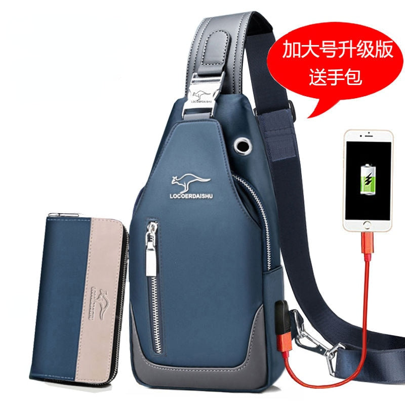 Men's Chest Bag New Fashion Korean Style Casual Sports Water Proof Oxford Chest Crossbody Bags for Men Shoulder Messenger Bag