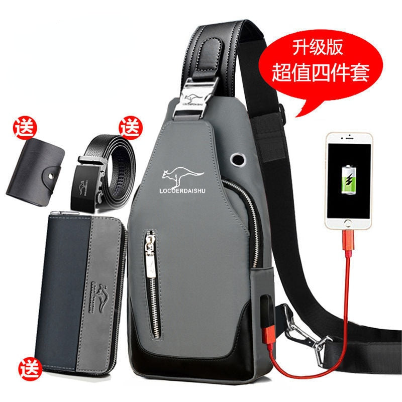 Men's Chest Bag New Fashion Korean Style Casual Sports Water Proof Oxford Chest Crossbody Bags for Men Shoulder Messenger Bag