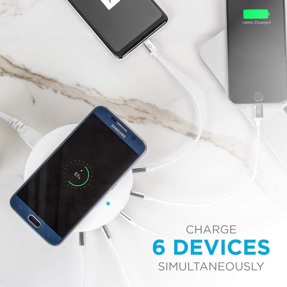 Chargehub X5+ Elite 3015, 15W Wireless Charger & 64W 5-Port USB Charging Station Including Type-C for Quick Charging Compatible with Iphone Xs Max/Xr/Xs/X/8 & Galaxy S10/S9/S9+/S8/S8+/Note 8 (White)