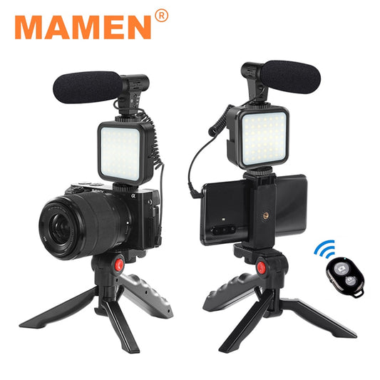 MAMEN Portable Vlogging Kit Video Making Equipment with Tripod Bluetooth