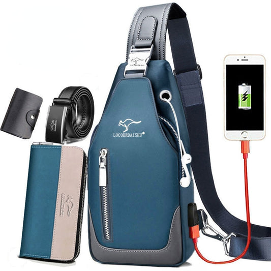Men's Chest Bag New Fashion Korean Style Casual Sports Water Proof Oxford Chest Crossbody Bags for Men Shoulder Messenger Bag